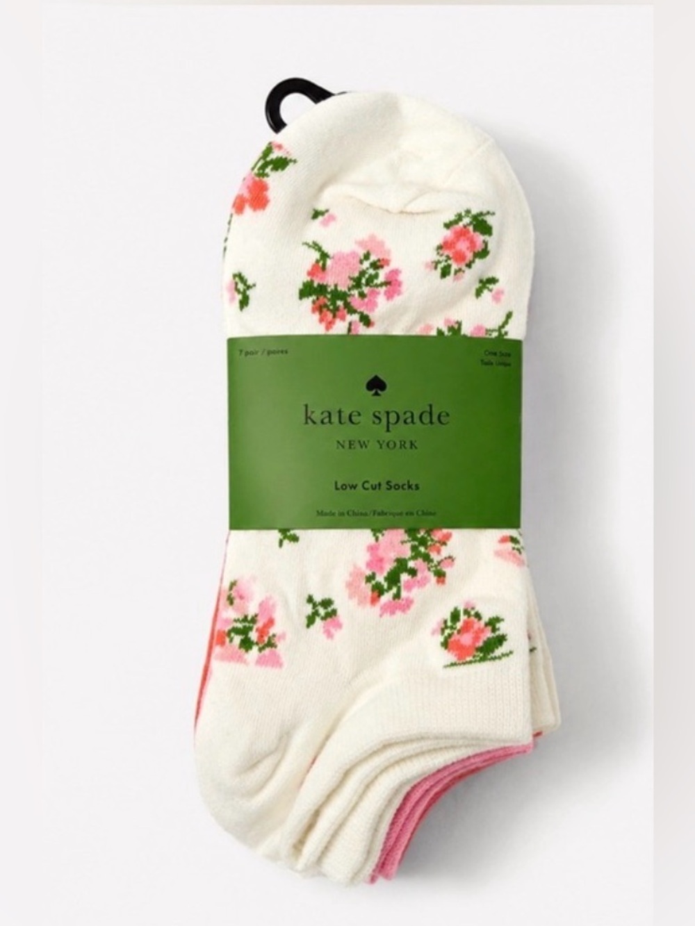 kate spade Floral Low-Cut Sock Trio - Cream, Pink & Orange